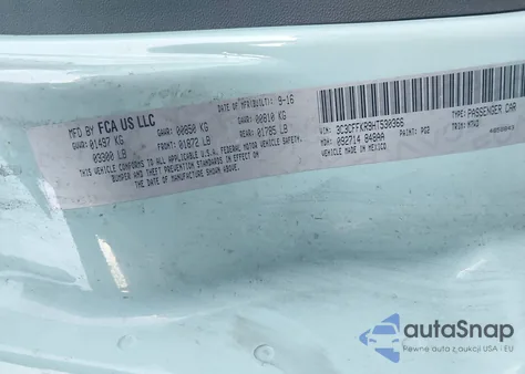 2017 Fiat 500 Pop z USA, uszkodzony, nr VIN 3C3CFFKR9HT530366